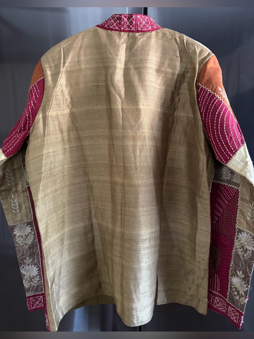 NWT Y2K Silk Dupioni Shirt/Jacket 18/20 Embroidered Beaded Patchwork Boho Fall - Picture 2 of 9